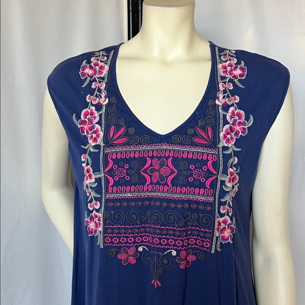 Johnny Was "Ariella" Side Slit Sleeveless Embroidery Maxi Dress - Picture 2 of 9